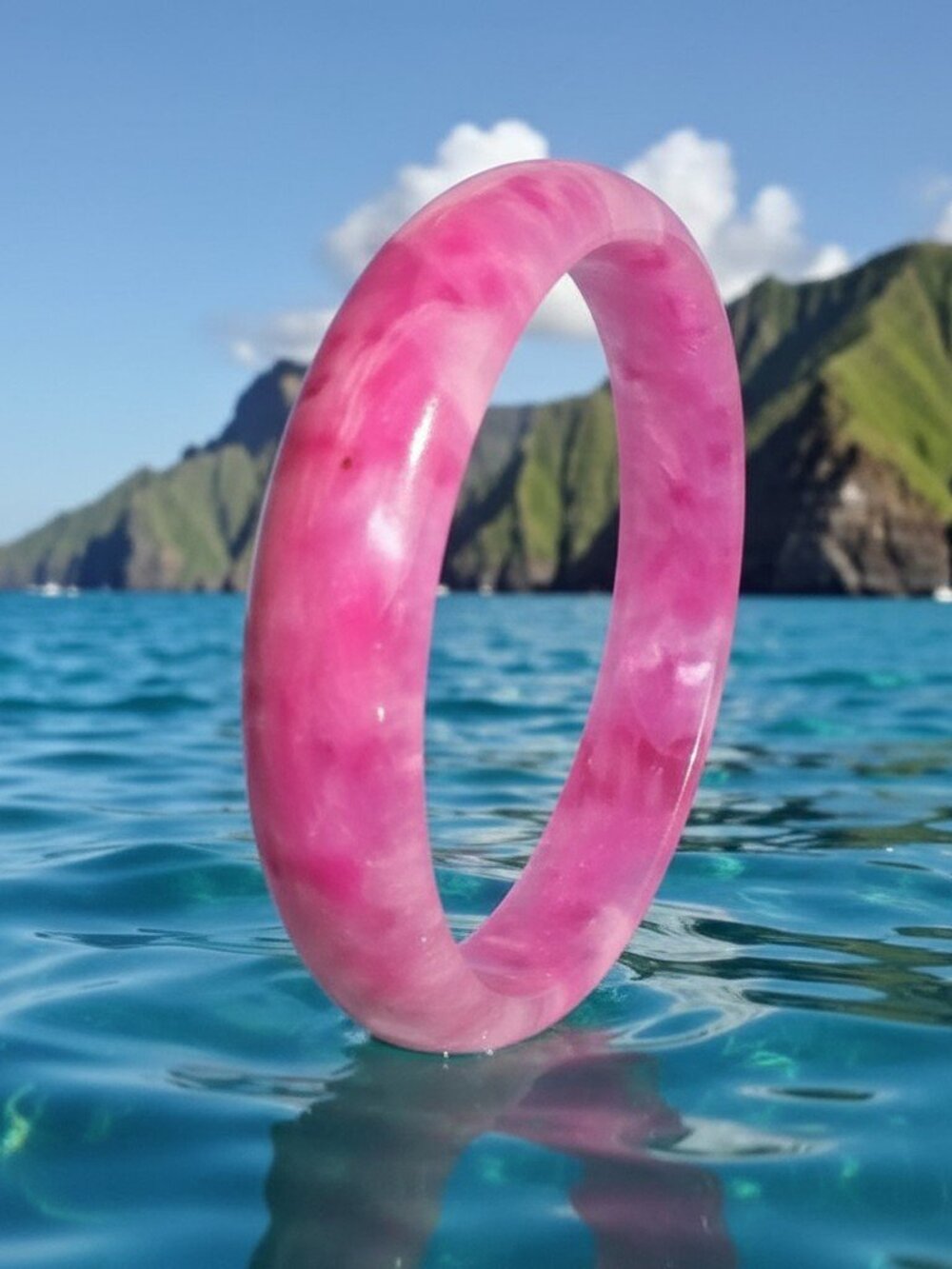 "PRICE DROP" Natural Top Pink AAA Grade Pink Jade Gemstone Bangle Bracelet 65mm
